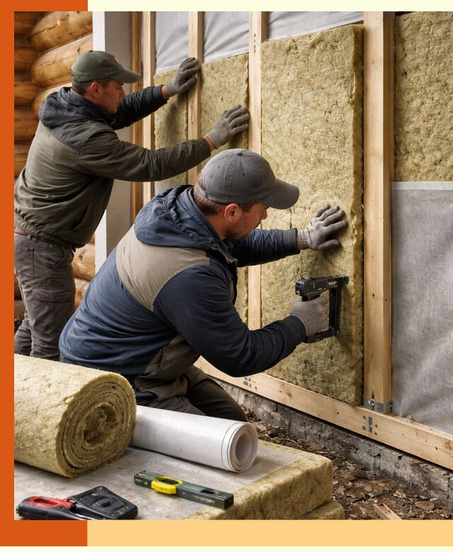 Утепление бревенчатого дома под ключ в железнодорожном