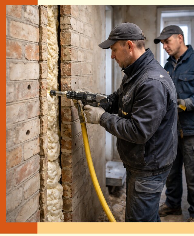 Межстеновое утепление пенополиуретаном в железнодорожном